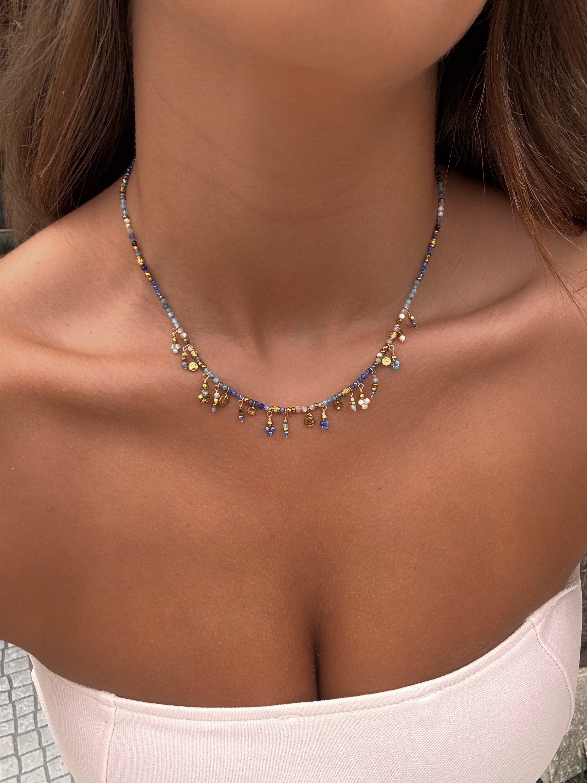 Collier coloré en acier inoxydable tendance