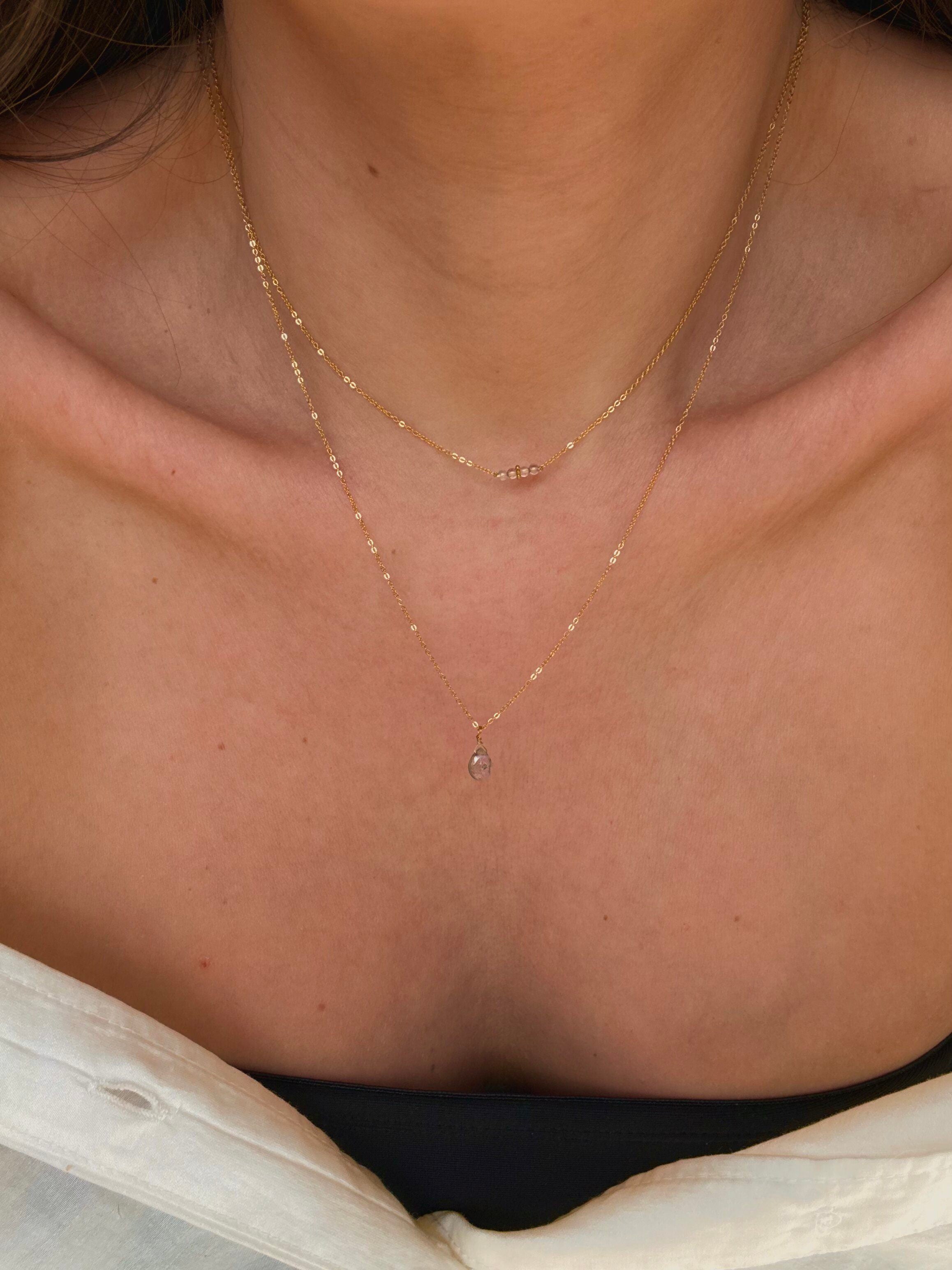 collier en acier inoxydable et pierres naturelles