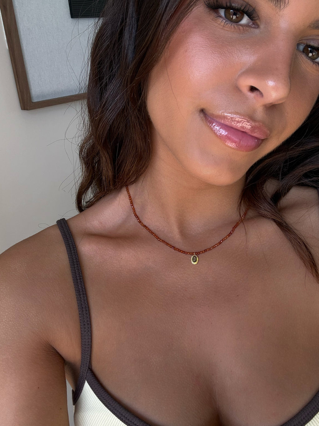 Collier en pierres naturelles et acier inoxydable tendance pour femmes