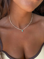 Collier en pierres naturelles et acier inoxydable tendance pour femmes