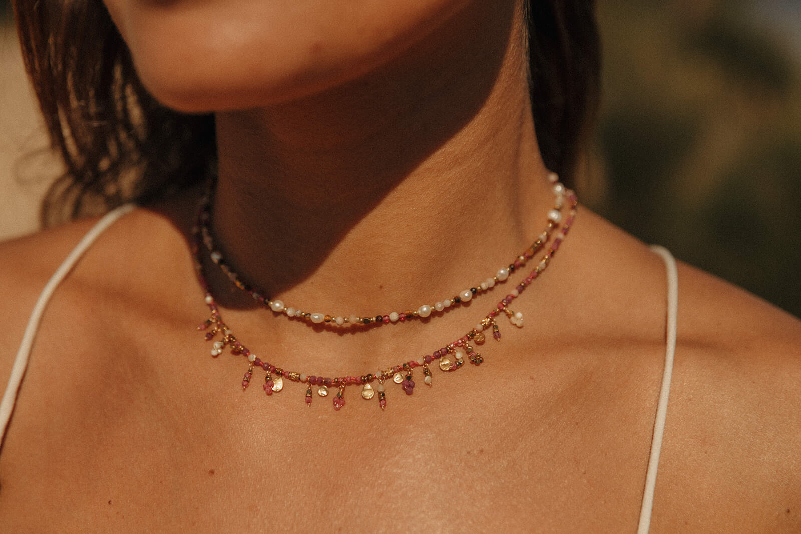 collier en rhodonite femme