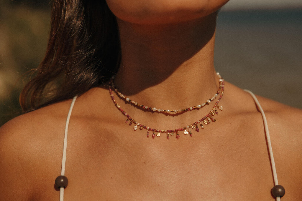 collier en rhodonite