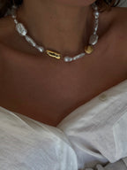 collier femme doré perles