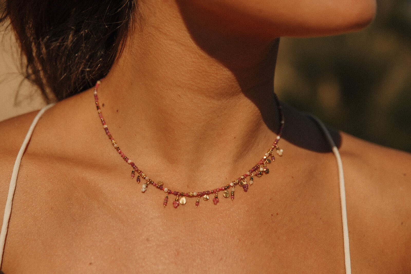 collier tendance à papilles en acier inoxydable