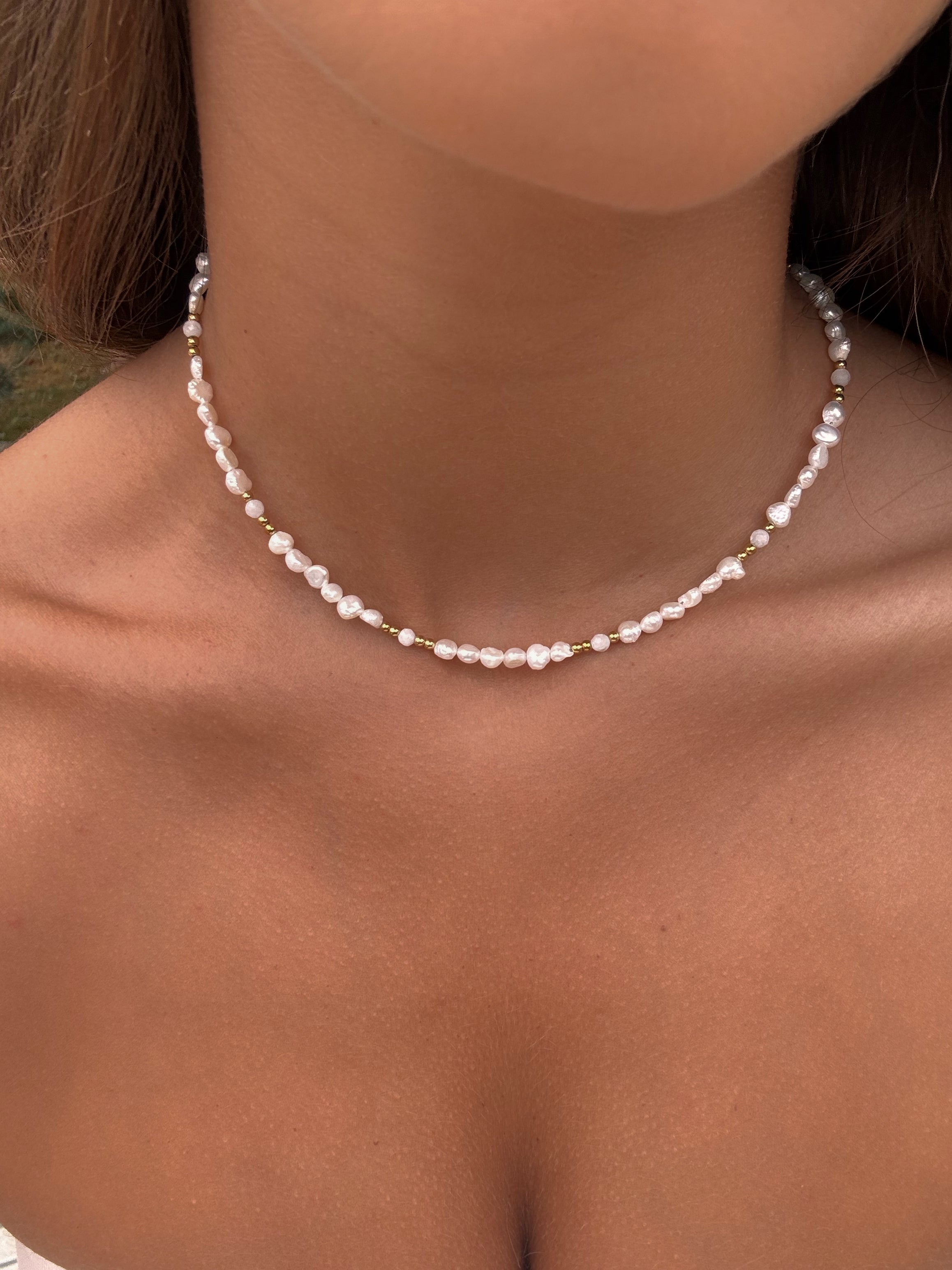 Collier en pierres naturelles et acier inoxydable