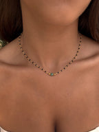 Collier en acier inoxydable et pierres naturelles