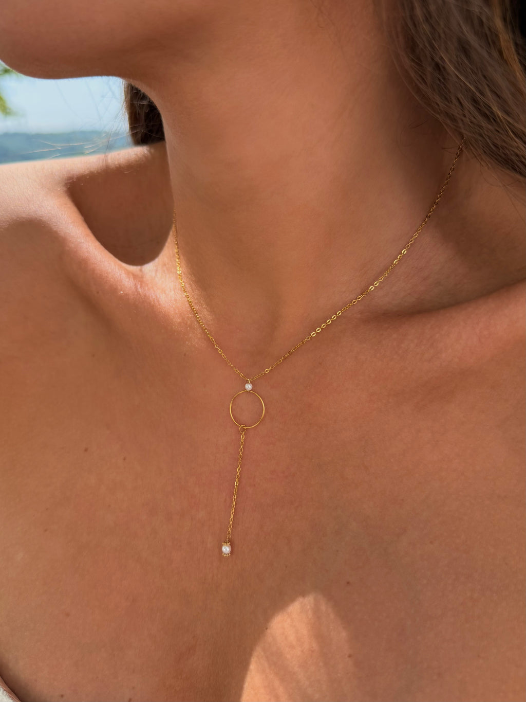 collier en y fin et délicat en acier inoxydable pour femmes 