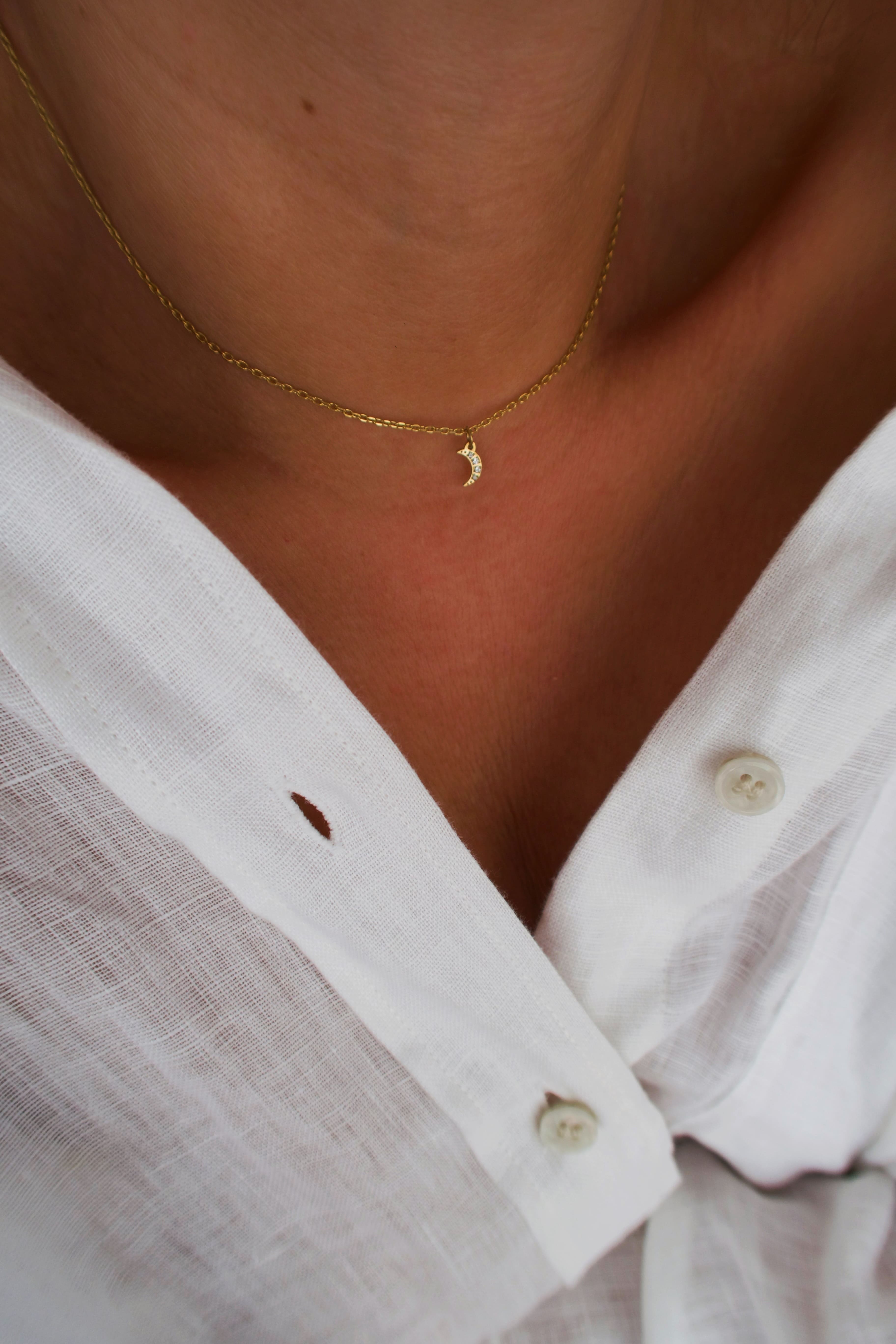 collier lune acier inoxydable