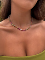 Collier pour femmes en acier inoxydable et en pierres naturelles
