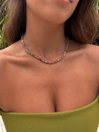 Collier pour femmes en pierres naturelles et en acier inoxydable