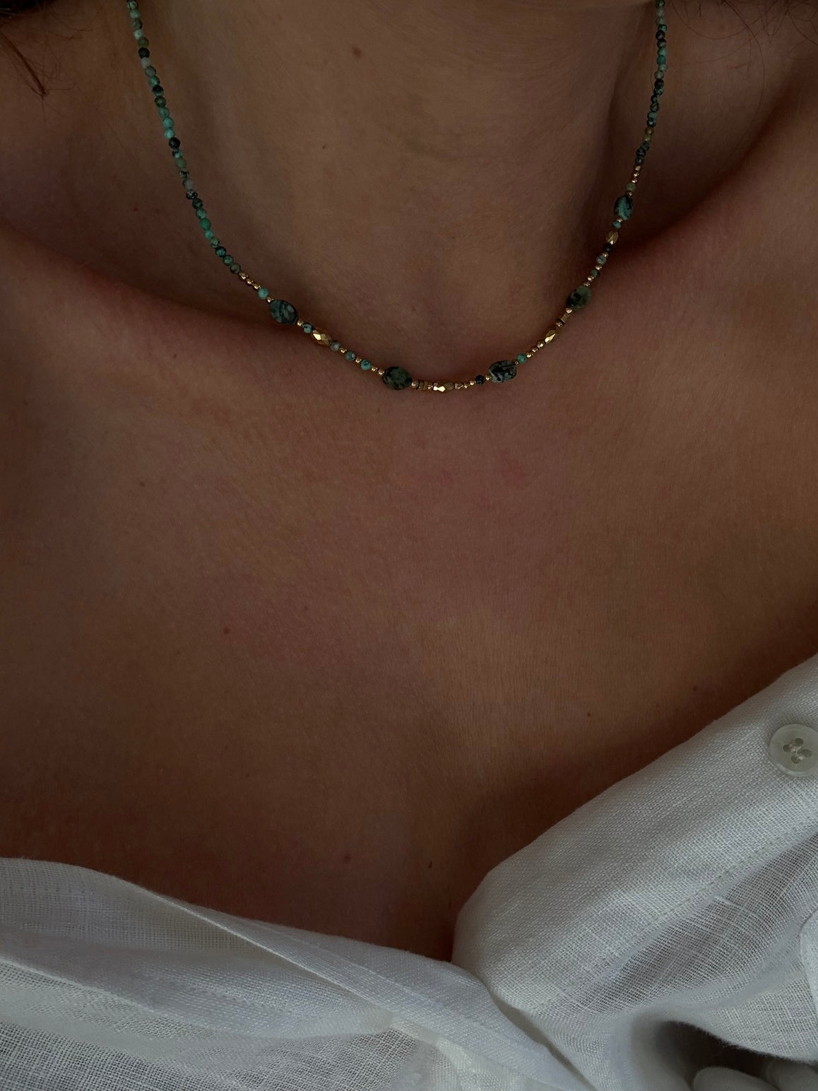 collier pierres acier inoxydable