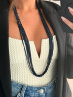collier bohème bleu nuit femmes