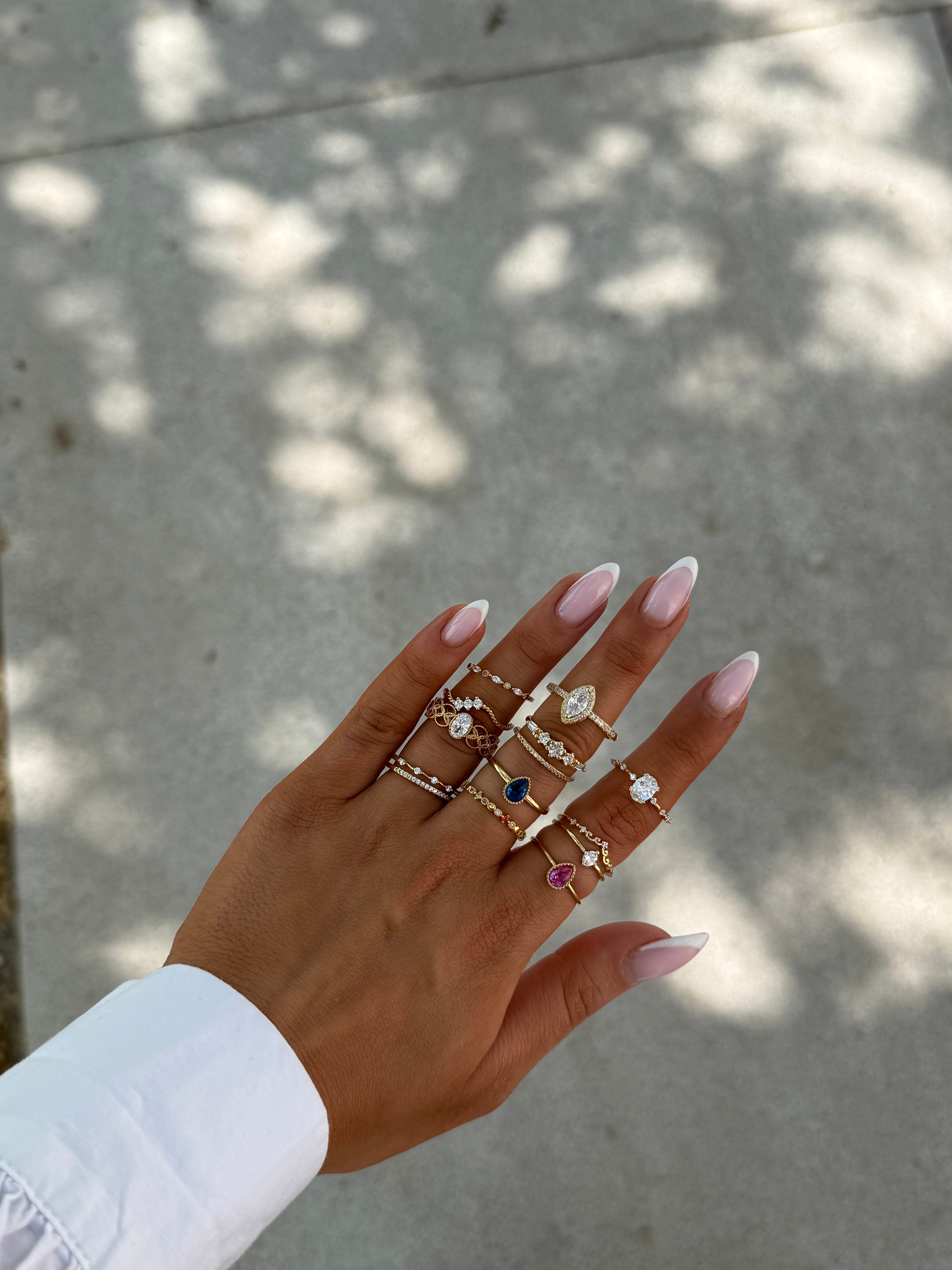 bagues dorées à strass et colorées pour femmes