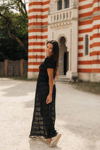 ensemble jupe longue et blouse en transparence noir pour femmes tendance
