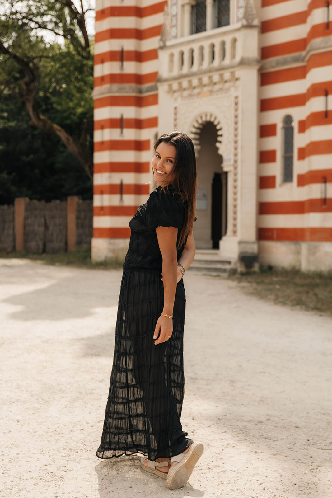 ensemble jupe longue et blouse en transparence noir pour femmes tendance