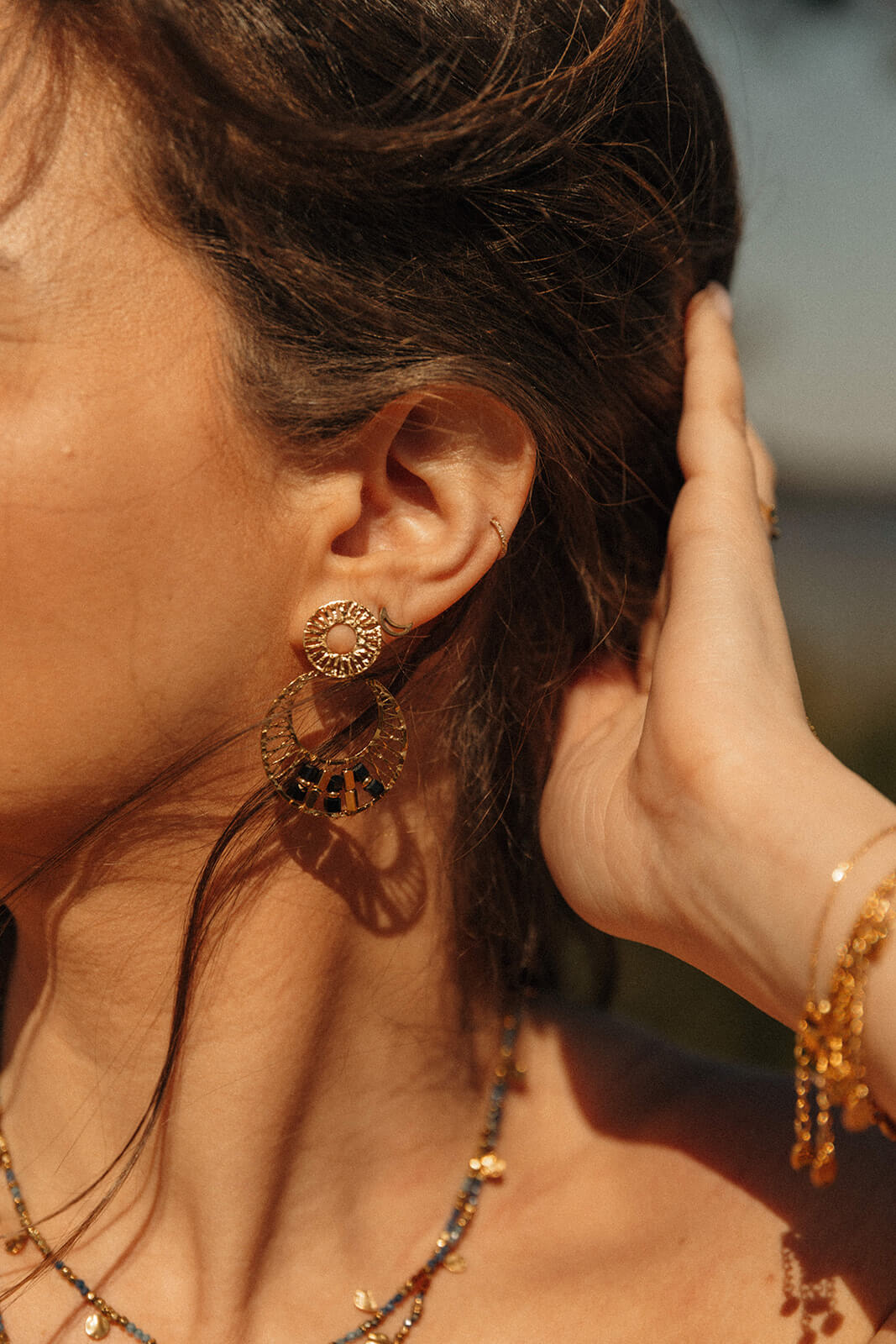 boucles d'oreilles pendante acier inoxydable