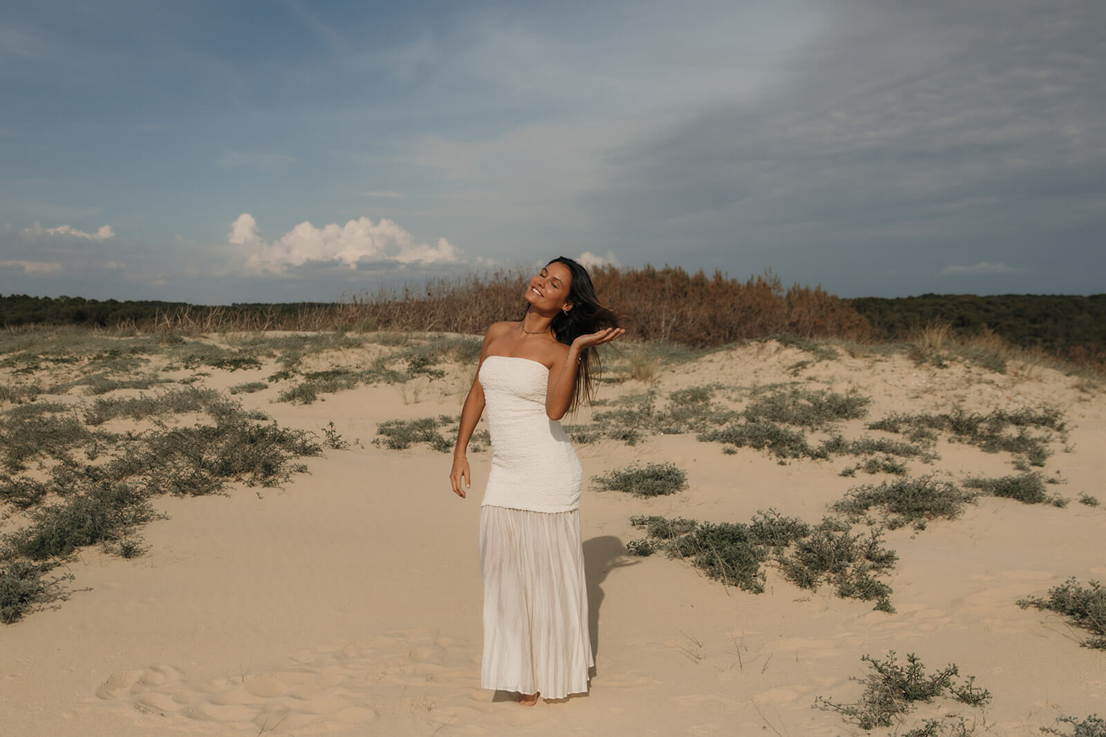 robe longue blanche  bustier style bohème-chic pour femmes