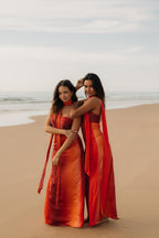 robe longue pour un événement de couleur orange