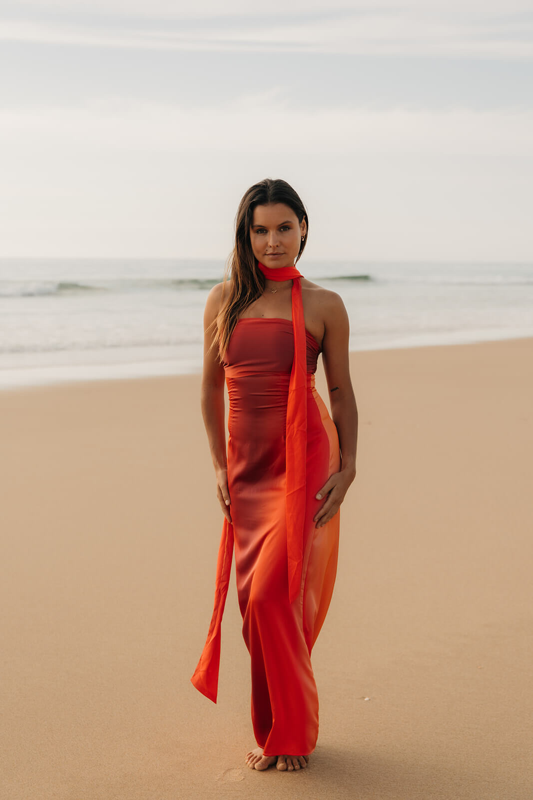 robe longue orange pour femmes  pour un événement 