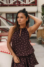 robe courte à pois tendance bordeaux