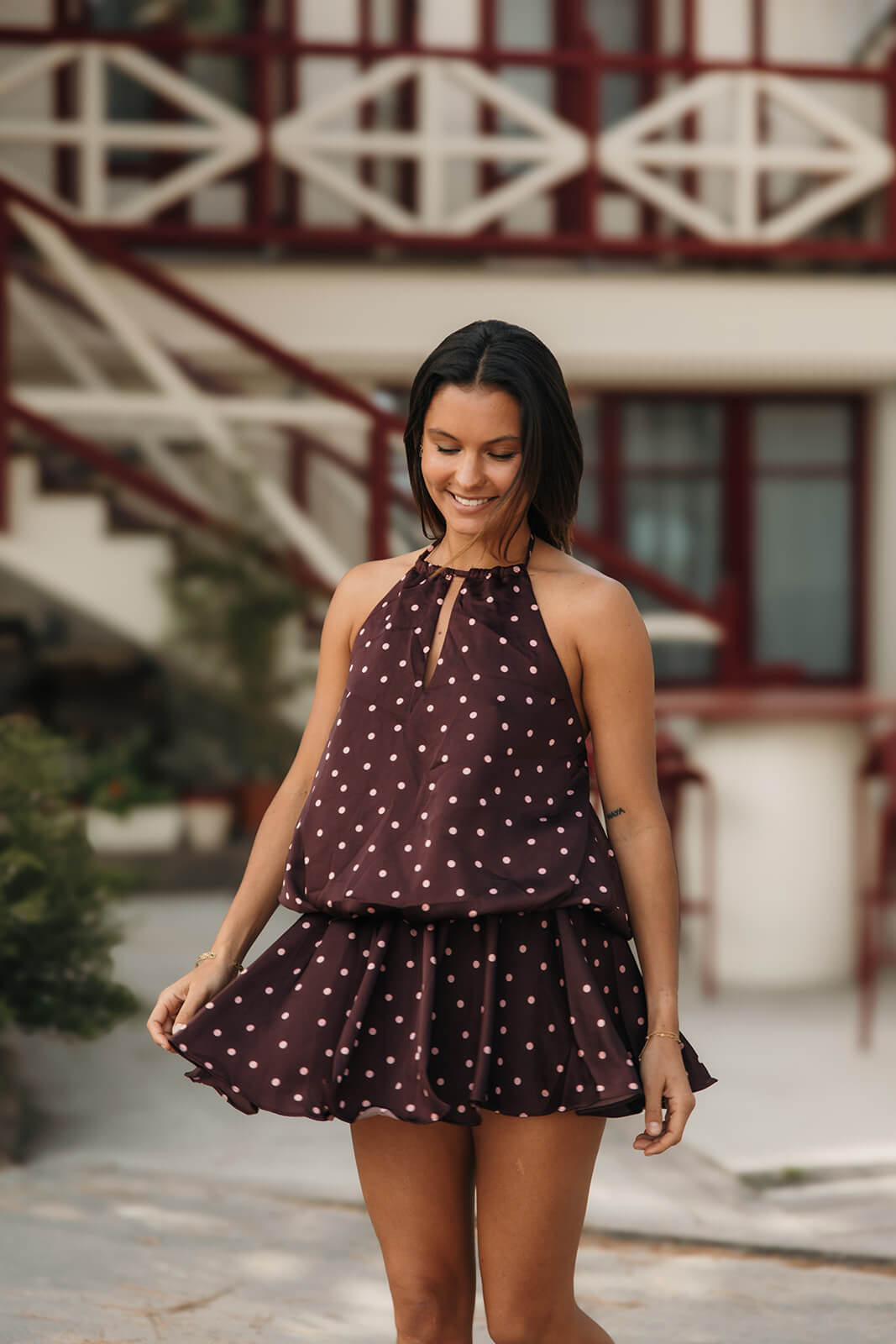 robe courte à pois tendance 