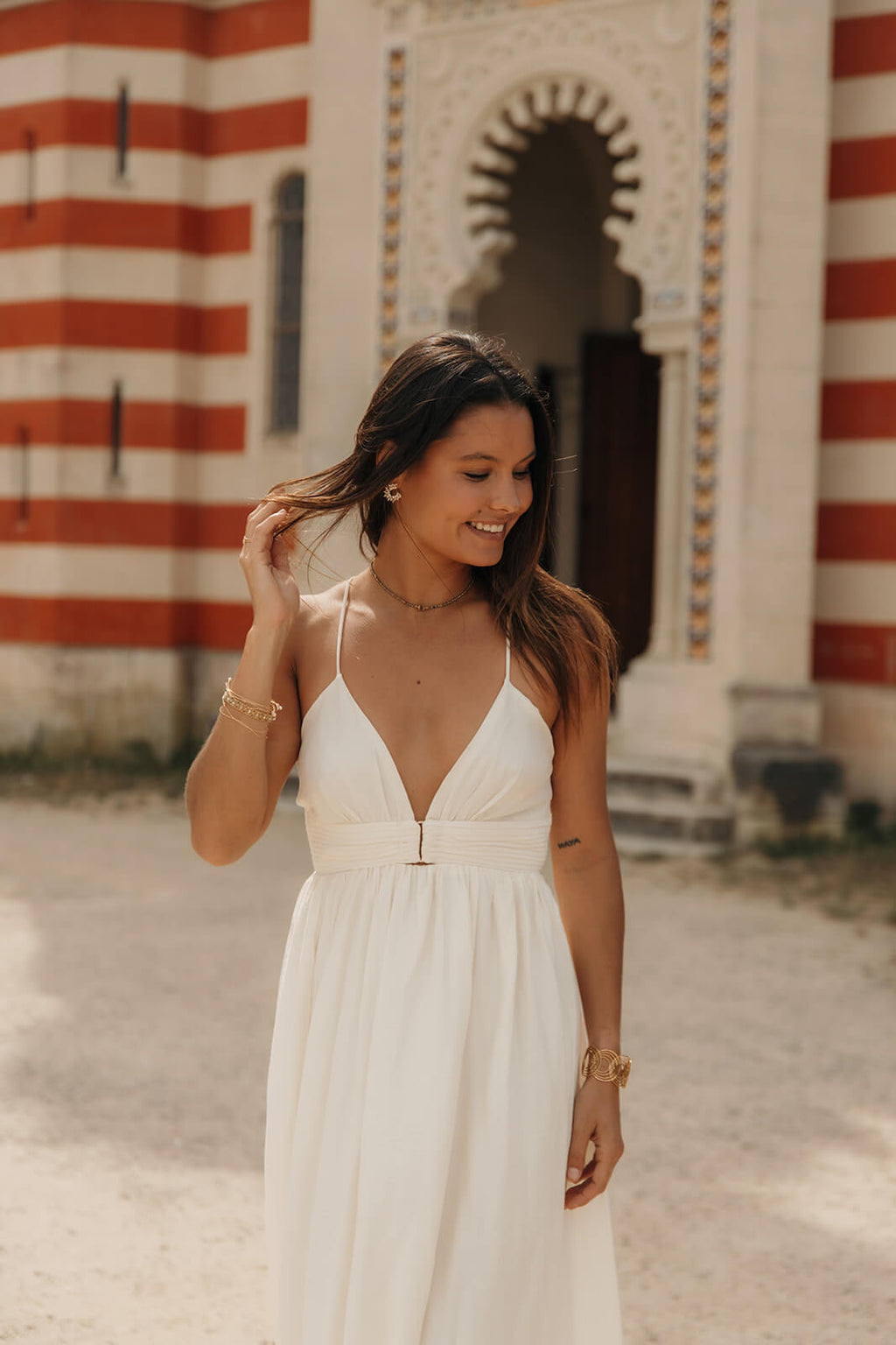 robe longue blanche style bohème fluide tendance
