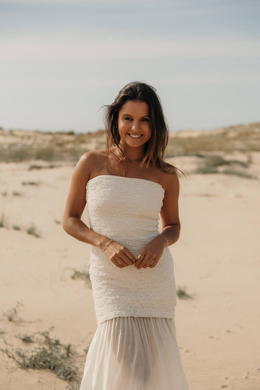 robe longue blanche style bohème-chic 