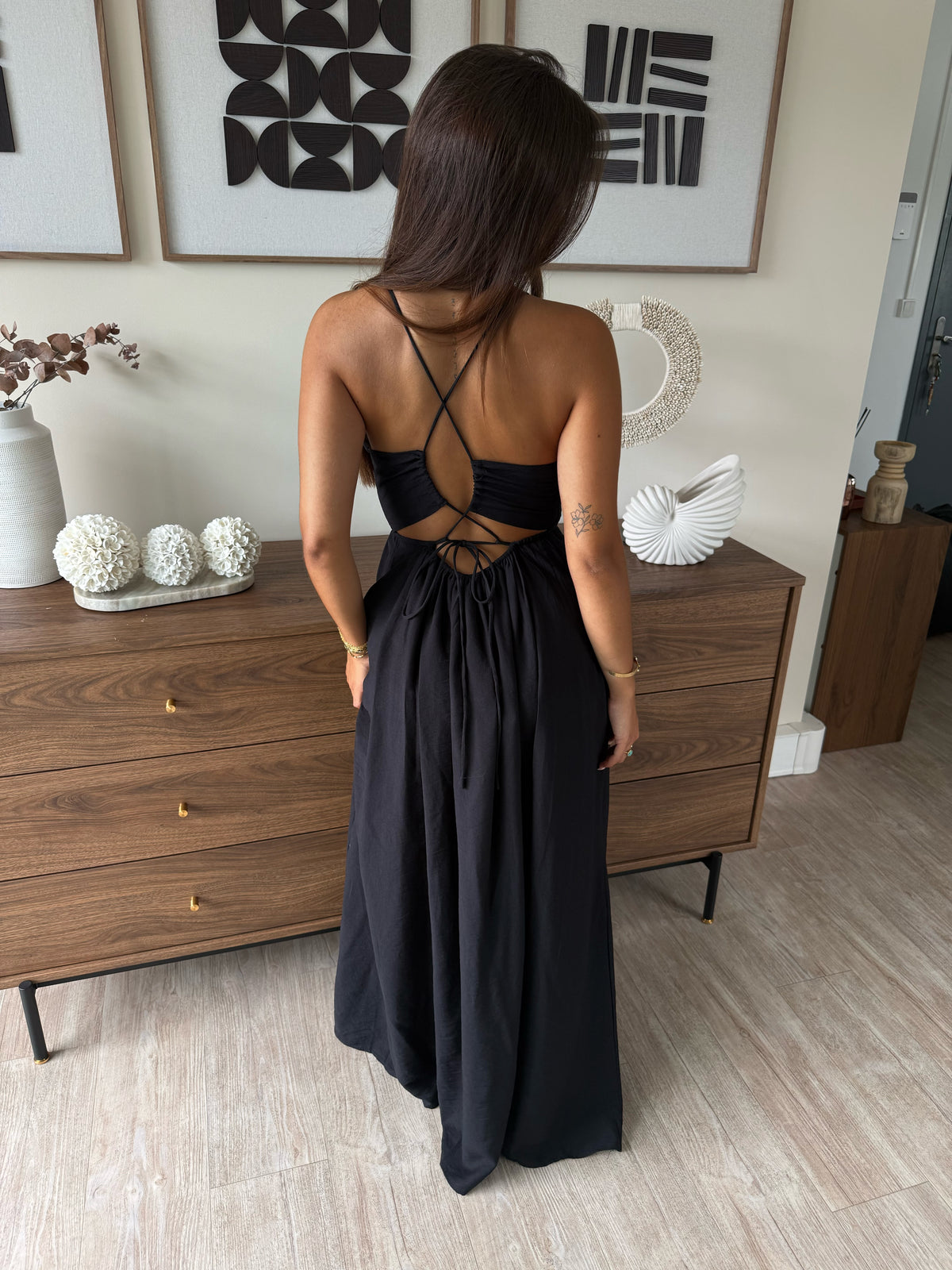 robe longue fluide tendance pour femmes dos nu