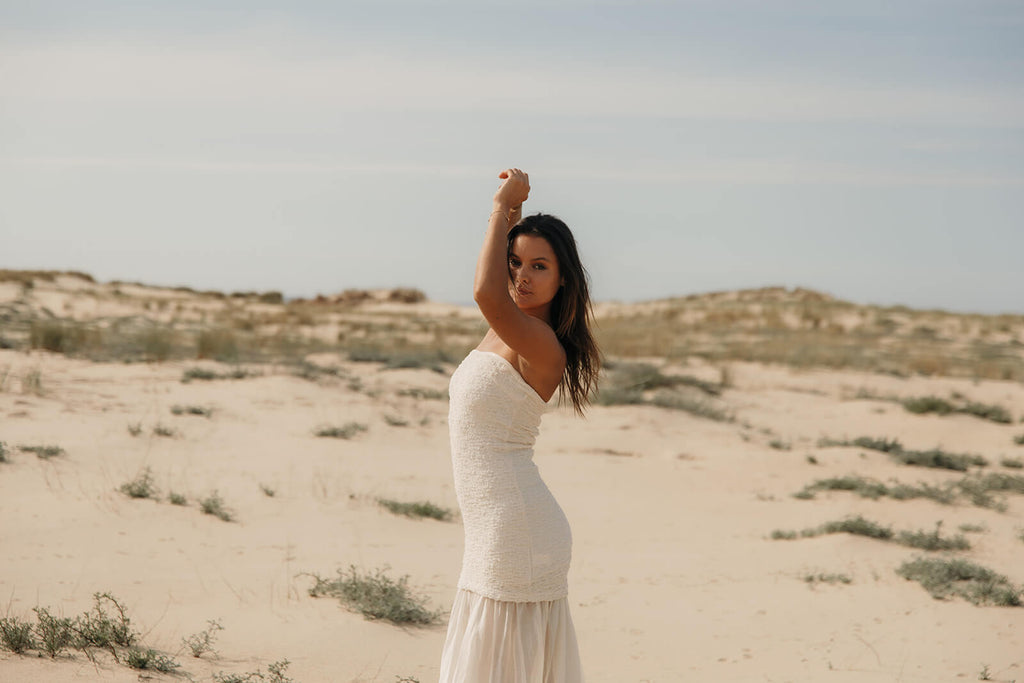 robe longue blanche style bohème-chic 
