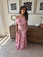 robe longue fluide pour femmes tendance col bardot