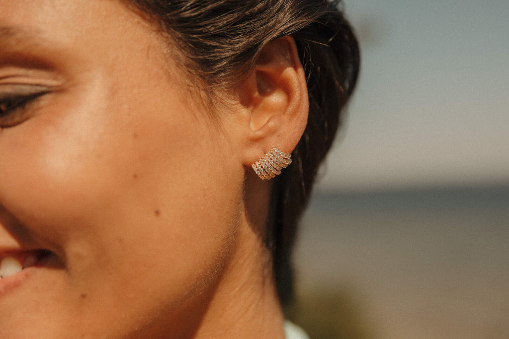 boucles d'oreilles pour femmes brillantes  à strass