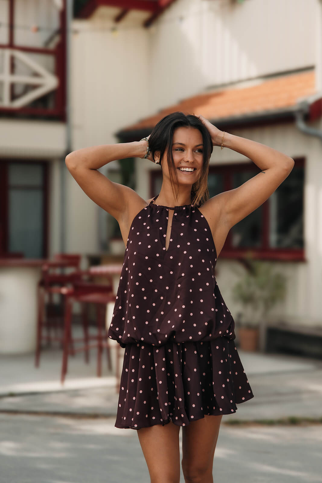 robe courte à pois tendance 