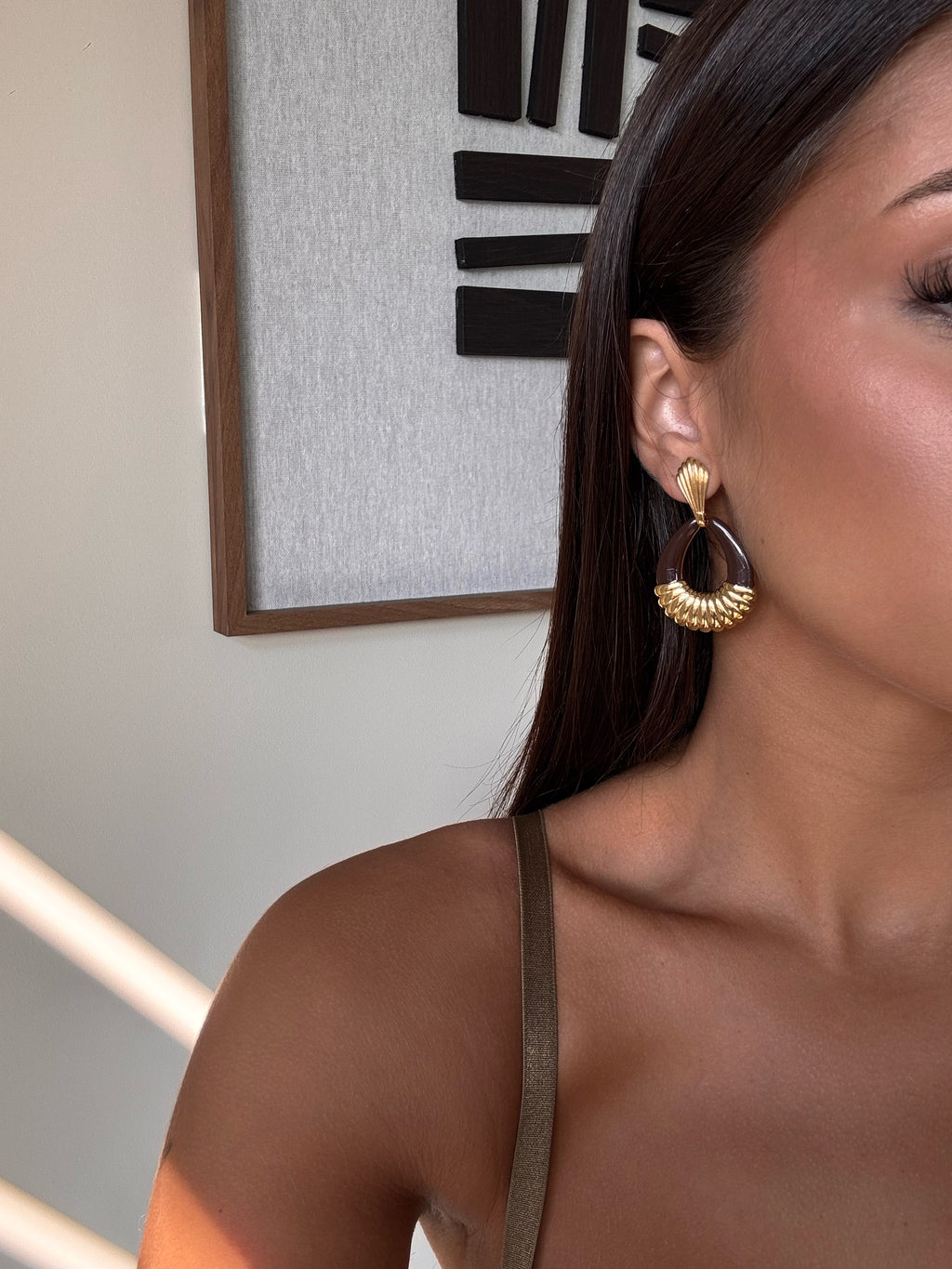 Boucles d’oreilles Oli en acier inoxydable doré – bijou Adalima