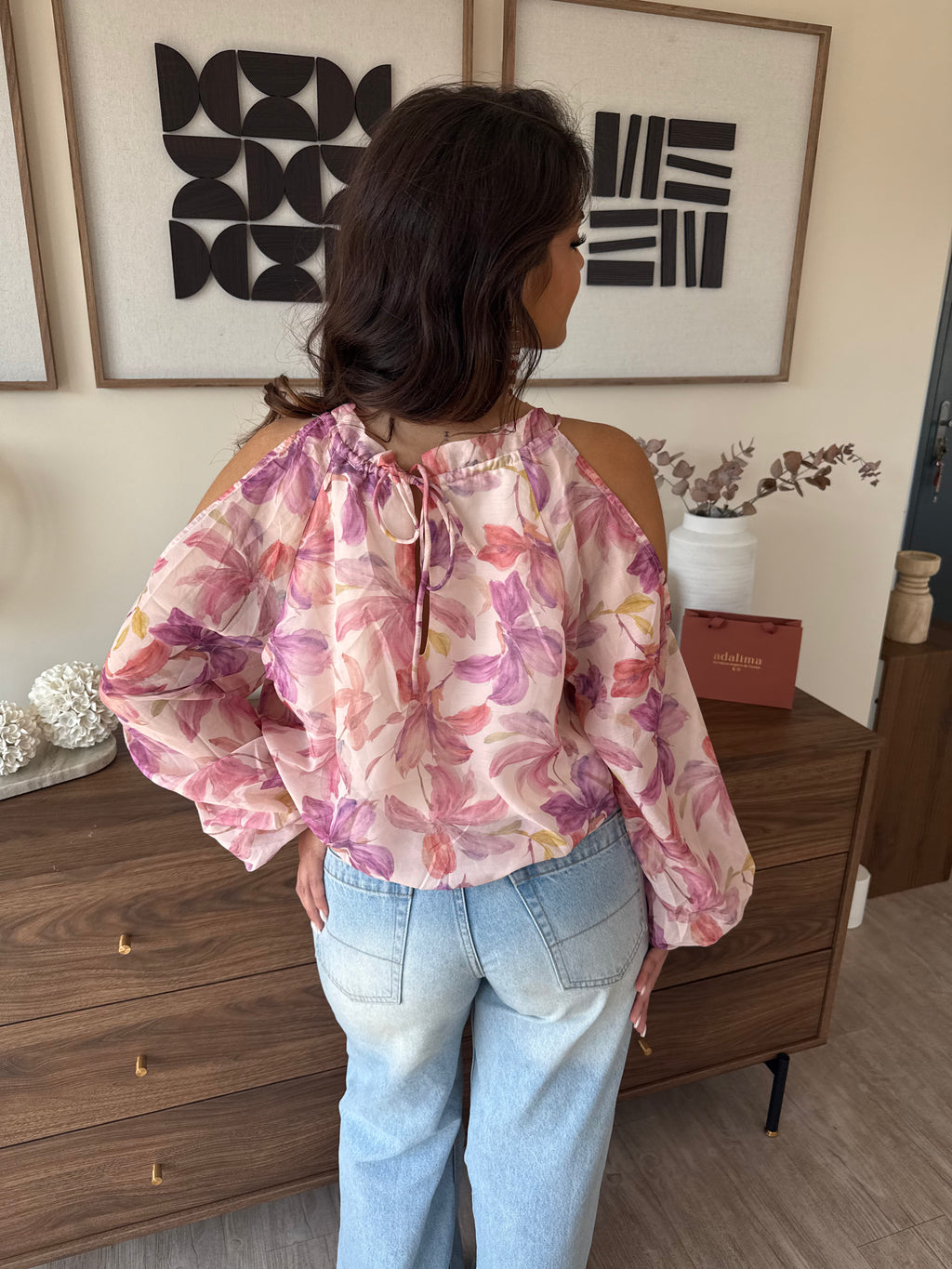blouse tendance pour femmes à imprimés de fleurs